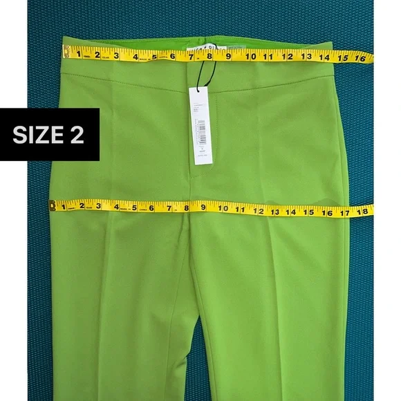 Alice + Olivia Livi Parrot Green Straight Leg Trouser Pant